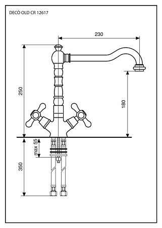 Смеситель Emmevi Deco Old 12617BO для кухонной мойки, белый/золото