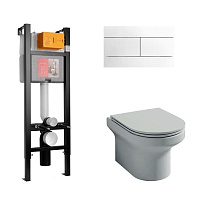 Комплект унитаз Jacob Delafon Elite E21755RU-00 + инсталляция + кнопка + крышка