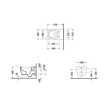 Унитаз подвесной Duravit ME by Starck 25280900001