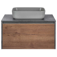 Тумба с раковиной Vincea Mesa VMC-2MS800TB 80 подвесная, 1 выкатной/1 скрытый ящик, T.Oak + Beton