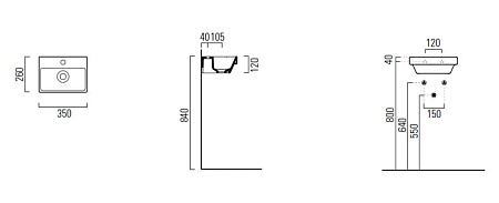 Раковина GSI Norm 8650111 1 hole 35 белый