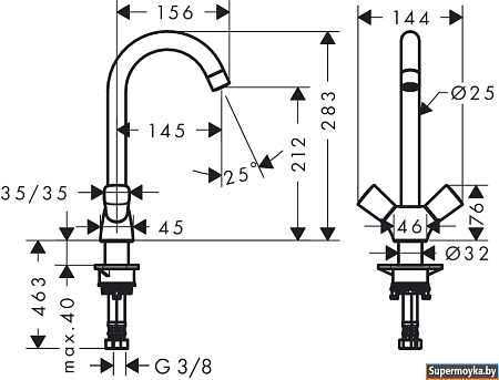 Смеситель Hansgrohe Focus E 31751000 на борт ванны