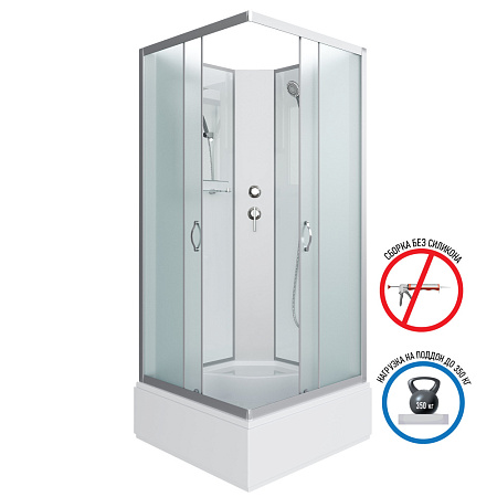 Душевая кабина Niagara Classic NG-1108-14BK 90x90x90 стекло матовое/профиль серебро