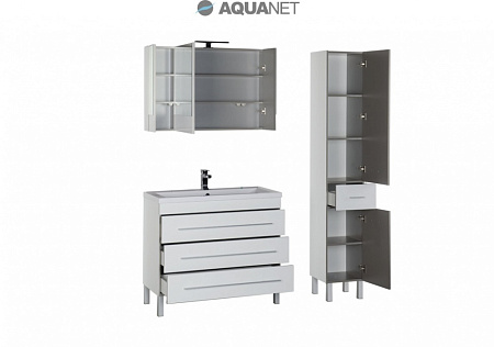 Тумба с раковиной Aquanet Верона 100 белая, напольная, 3 ящика