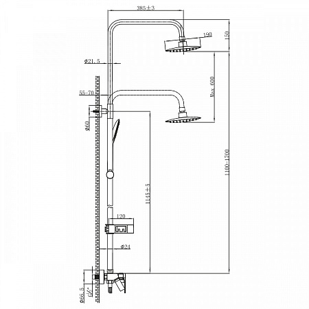 Душевая стойка Lemark Tropic LM7002BL черный