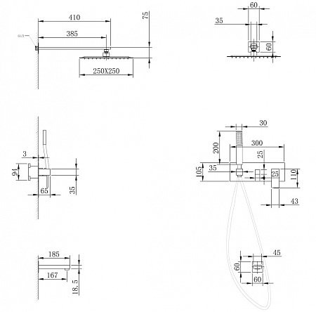 Душевая система ABBER Daheim AF8217B скрытого монтажа с изливом, черный матовый