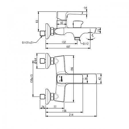 Смеситель Lemark Ursus LM7214BL для ванны с душем, черный