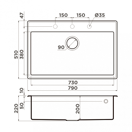 Кухонная мойка Omoikiri Tedori 79-WH 79х51 белый