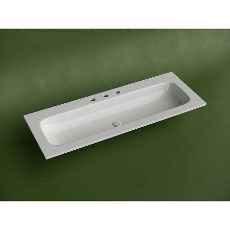 Раковина накладная Ceramica Nova Grace CN7024 121x45,7x13,7 три отверстия, белый