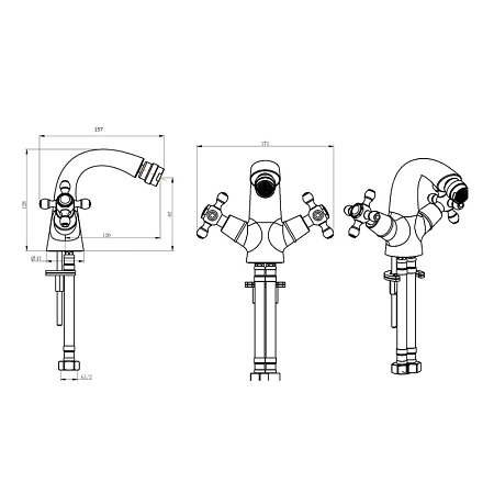 Смеситель Boheme Royal Cristal 296-Royal/CRST для биде, золото