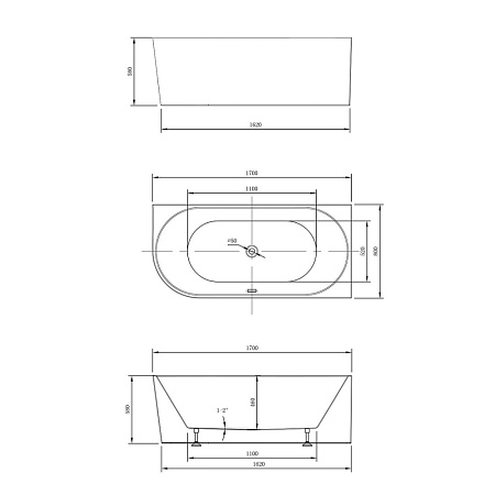 Акриловая ванна Vincea VBT-402-1700R 170x80 белый