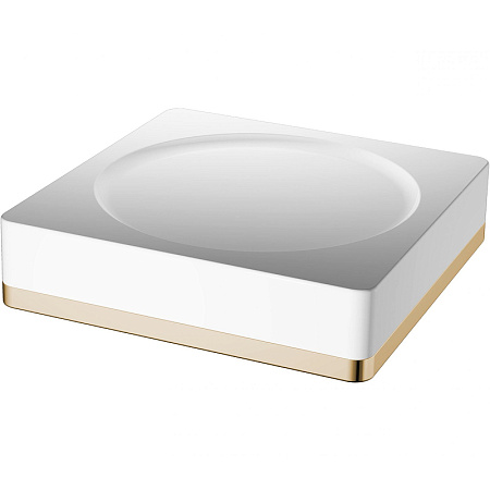 Мыльница Boheme 10960-W-G настольная, золото/белый