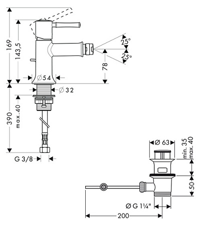 Смеситель Hansgrohe Talis Classic 14120000 для биде
