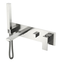 Смеситель Boheme Qubic 474-2-NB для ванны с душем, никель брашированный