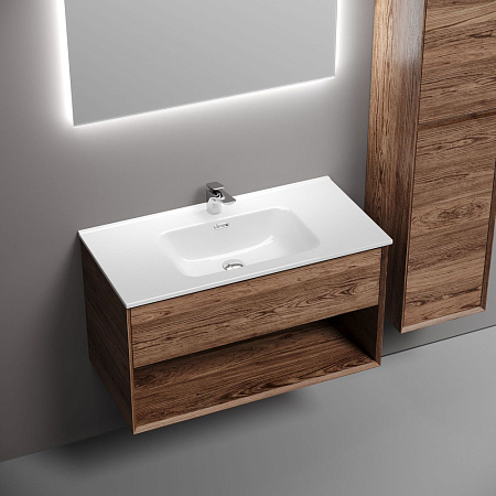 Тумба с раковиной Sancos Marmi 1.0 MR1.090ECH 90 дуб чарльстон/белый
