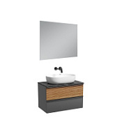 Мебель для ванной со столешницей Sancos Delta DL80GR+TT80A1 дуб красный/графит/Black Sky