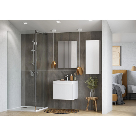 Тумба с раковиной Aquaton Асти 1A263101AX2B0 55 белый матовый/белый глянец