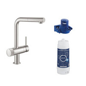 Смеситель Grohe Blue Pure Minta 119707 для кухонной мойки с функцией фильтрации воды, сталь Смеситель Grohe Blue Pure Minta 119707 для кухонной мойки с функцией фильтрации воды, сталь