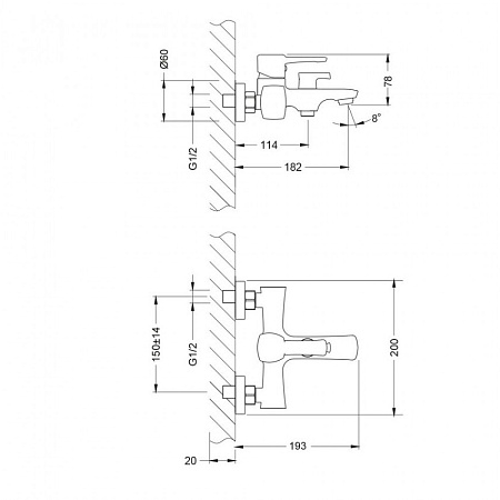 Смеситель Lemark Evitta LM0514C для ванны с душем, хром