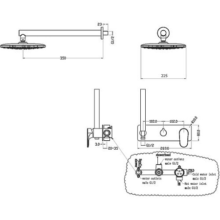 Душевой комплект Boheme Spectre 454-CR для душа, хром