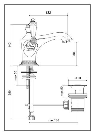 Смеситель Emmevi The One 98003LCSWNEOR для раковины, золото