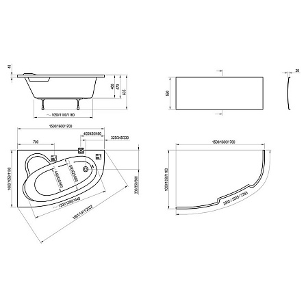Панель Ravak Asymmetric CZ48100000 170 L для ванны