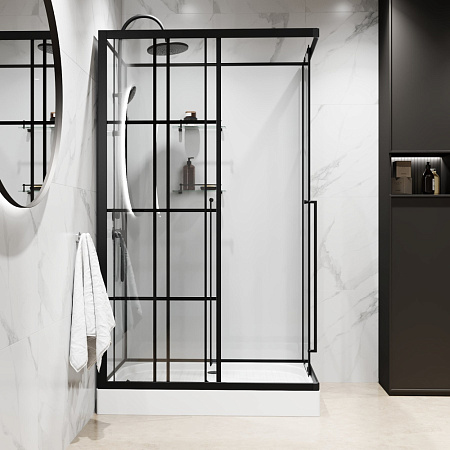 Душевая кабина Niagara Standart ST100/80/15QL/KL/BKT 100x80x225 черный матовый/прозрачный клетка