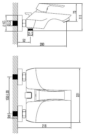 Смеситель Lemark Unit LM4502C для ванны с душем