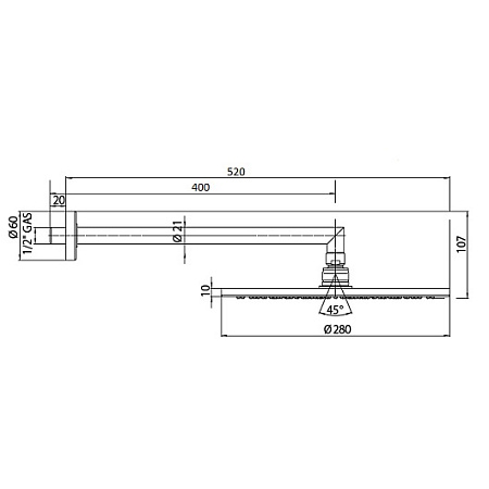 Верхний душ Bossini Cosmo H70596I.073 черный матовый