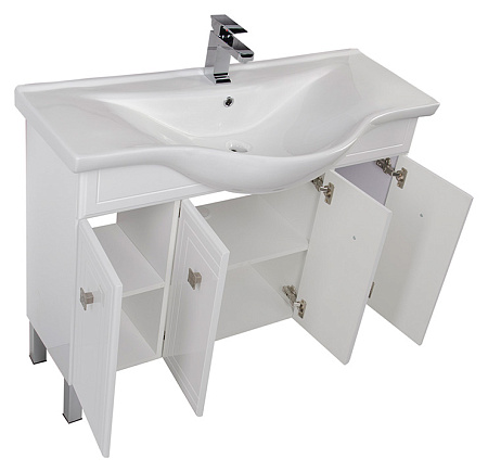 Тумба с раковиной Aquanet Стайл 00181503 105 белая, 4 дверцы
