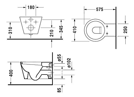 Унитаз подвесной Duravit Starck 1 02100900641-WG