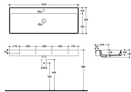 Раковина Kerasan Cento 353401*1 120 белый