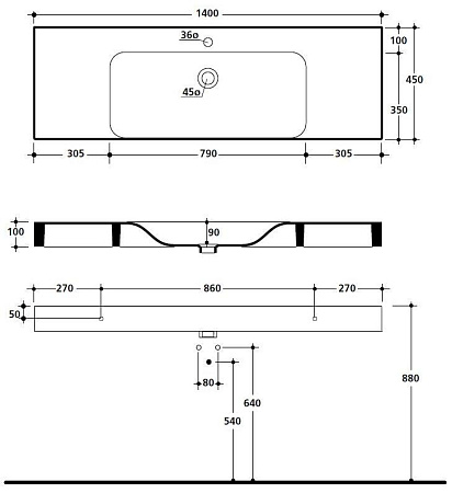 Раковина Kerasan Cento 353501*1 140 белый