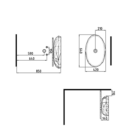 Раковина Bien Moly MLLG06201FD0W3000 64 см