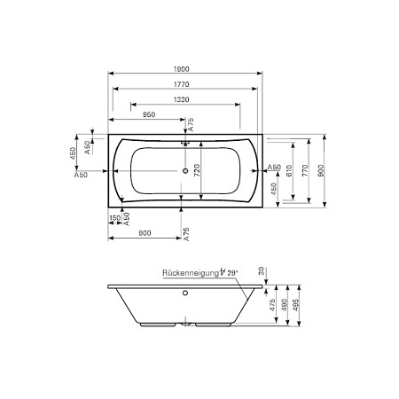Акриловая ванна Mauersberger Jucunda 1019000190 190х90 белый матовый