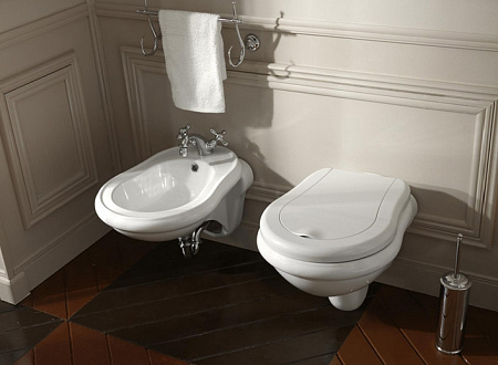 Крышка-сиденье Kerasan Retro 108401 с микролифтом белый/бронза