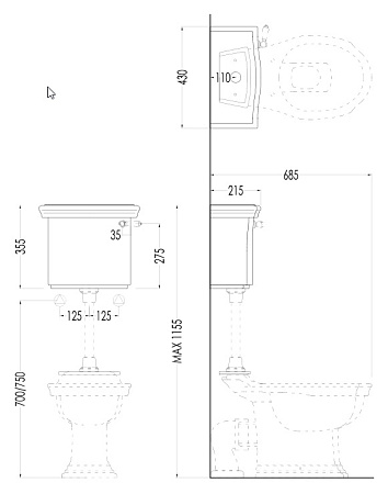 Бачок для унитаза Devon&Devon Westminster IBCZWES средний