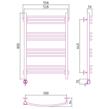 Полотенцесушитель электрический Стилье Формат 10 ТЛ 80x50 хром
