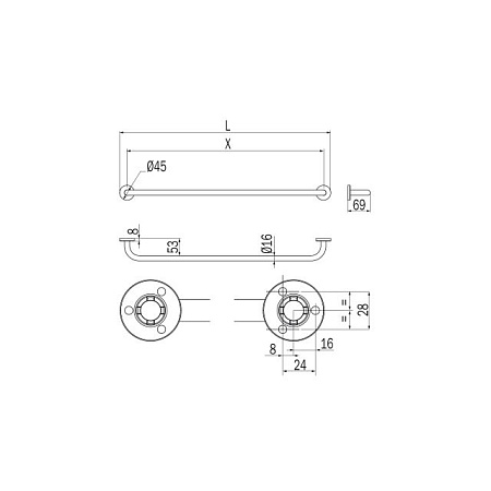Полотенцедержатель Inda One A2490BCR 45 см, хром