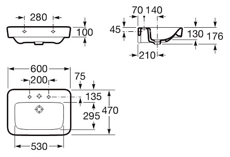 Раковина Roca Dama Senso Square 32751B000  60х47