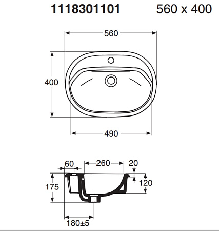 Раковина встраиваемая IDO 1118301101  56