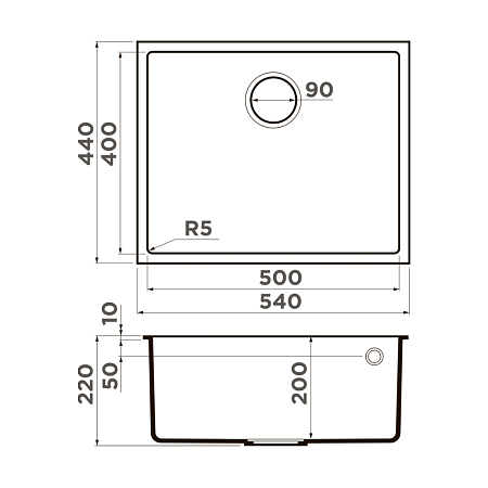 Кухонная мойка Omoikiri Bosen 54-U-ES 54x44x20 espresso