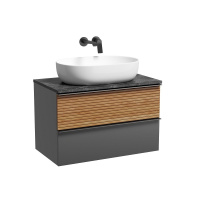 Тумба с раковиной и столешницей Sancos Delta DL80GR+TT80A1 дуб красный/графит/Black Sky