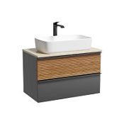 Тумба с раковиной и столешницей Sancos Delta DL80GR+TT80A1X дуб красный/графит/Kreman