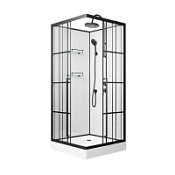 Душевая кабина Niagara Standart ST100/15QR/KL/BKT 100x100x225 черный матовый/прозрачный клетка