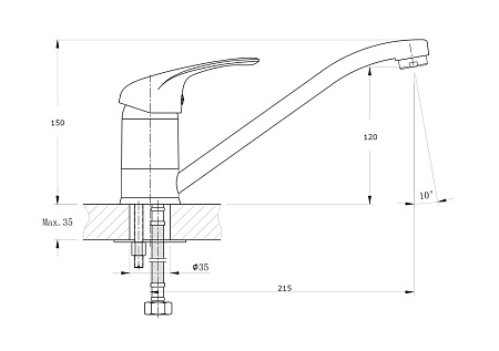 Смеситель для кухонной мойки RUSH Corsica CO4240-28 хром