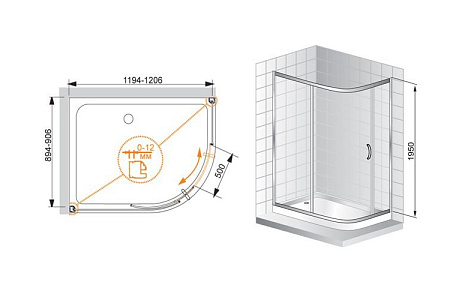Душевой уголок Cezares Pratico RH2 120/80 P Cr