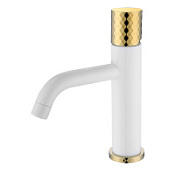 Смеситель Boheme Stick 121-WG для раковины, ручка Diamond, белый/золото