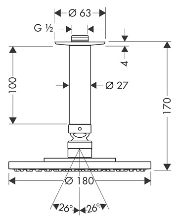 Верхний душ Hansgrohe Raindance 27472000 хром