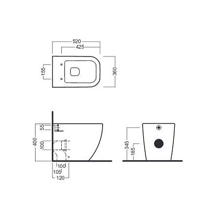 Чаша для унитаза приставного Hatria Bianca Y3AL01